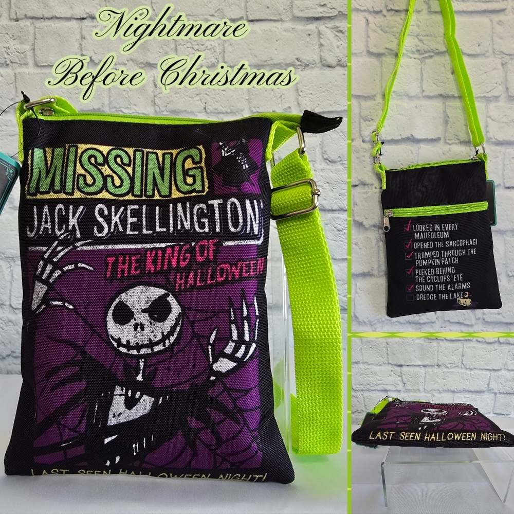 Nightmare Before Christmas Jack Skellington Missing Disney Crossbody Bag New